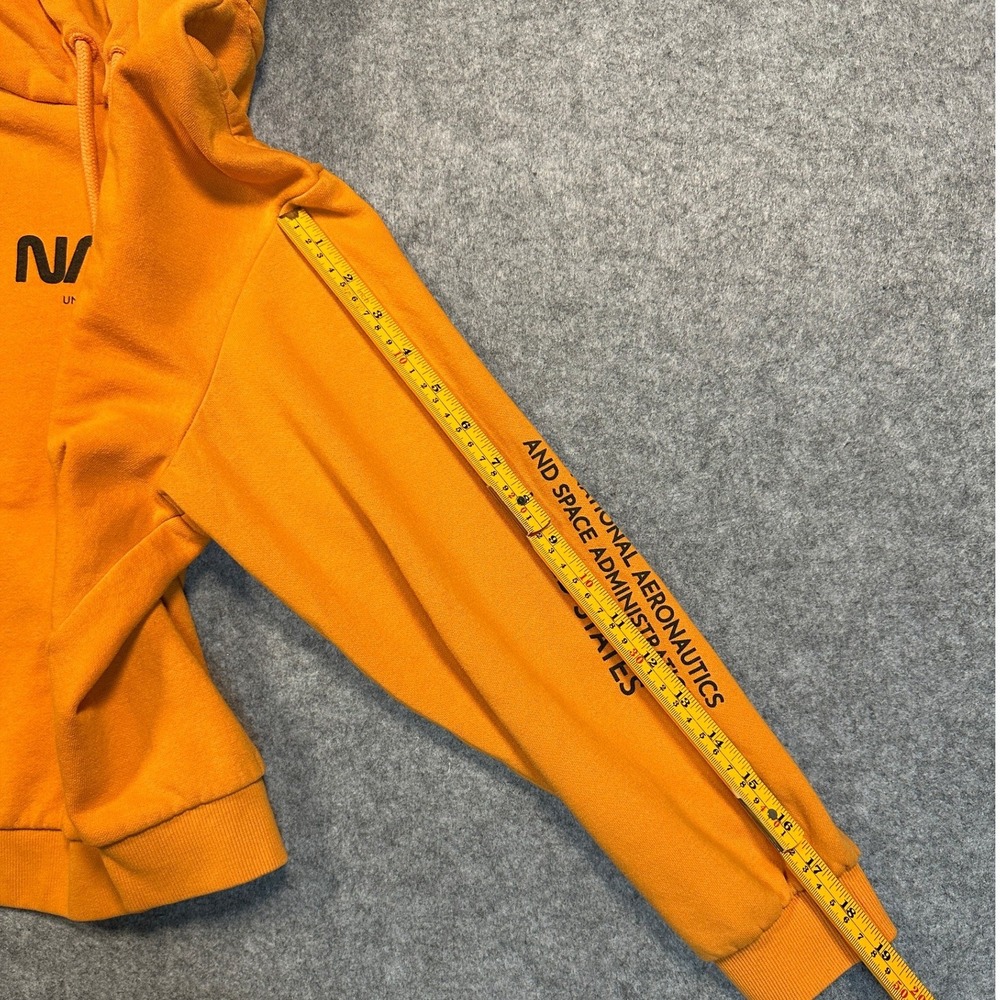 H&M Divided NASA Graphic Hoodie Medium Orange Cropped Fleece Pullover - Picture 7 of 8